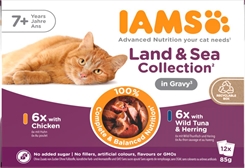 IAMS DELIGHT CAT Senior kød- og fiskesmag i sovs 12x85g